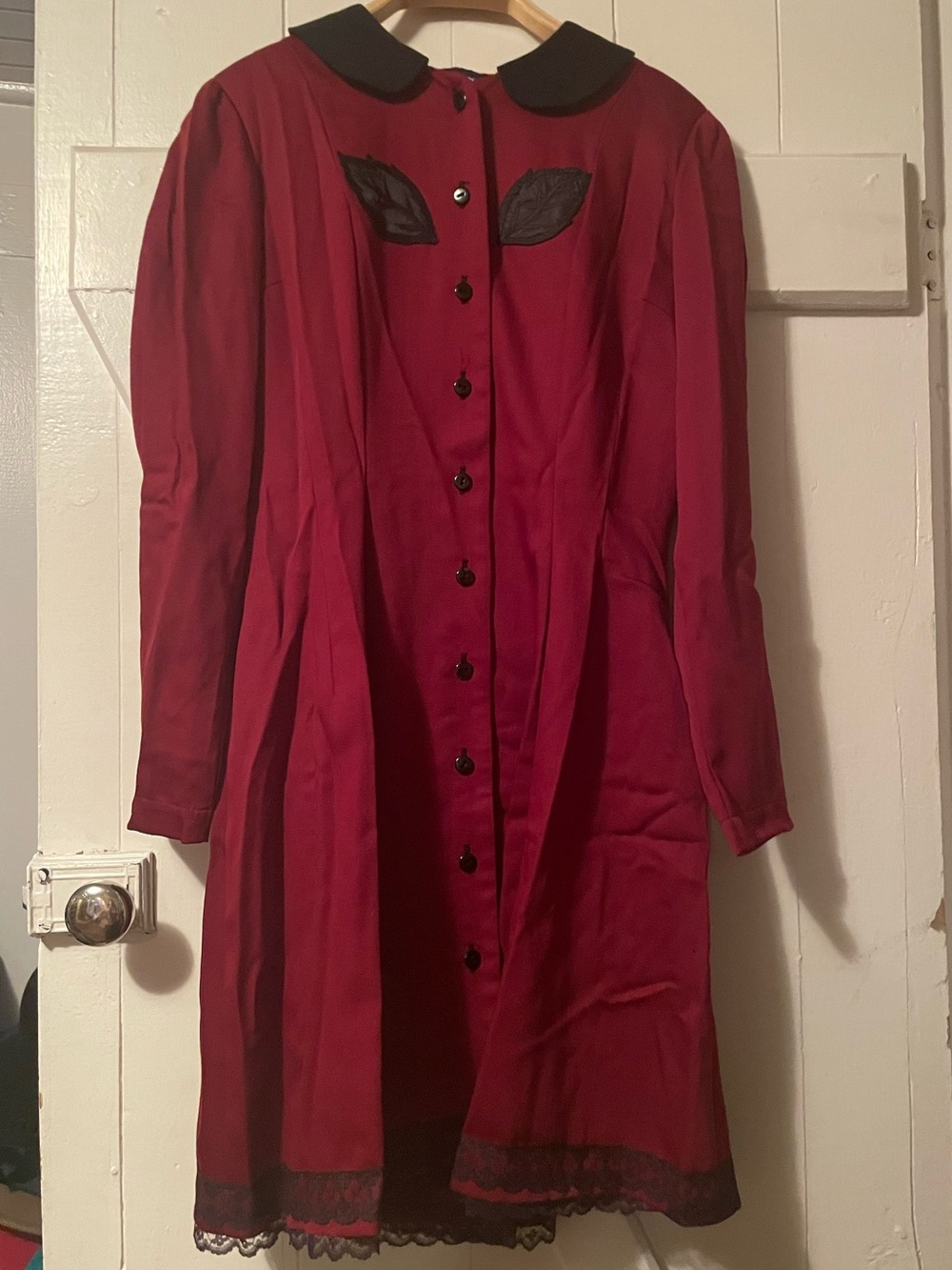 Georges Lévesque pour Scandale Montreal Designer Red Dress with black appliqué